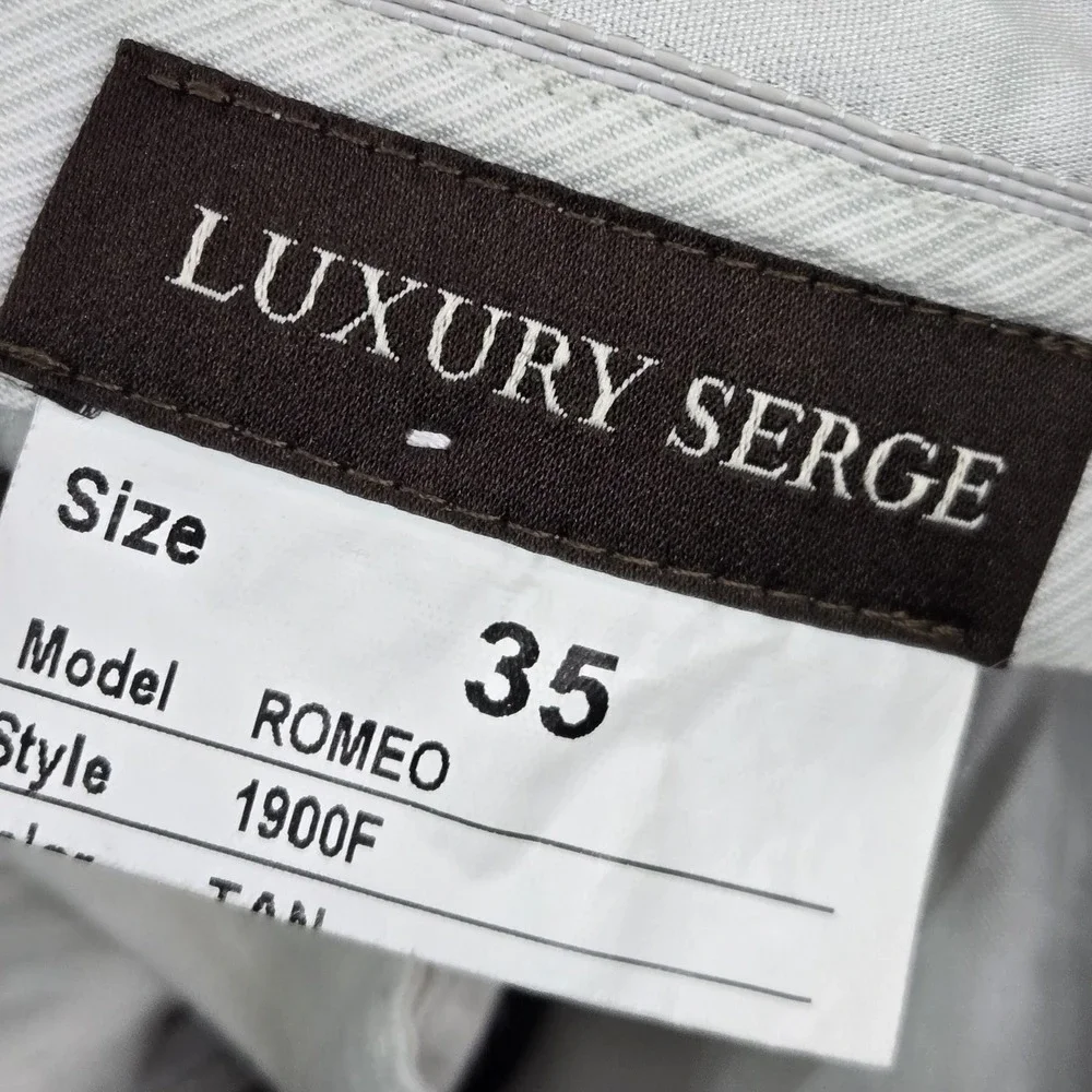 Sartorelli Men Pants 35 Tan Dress Pants ROMEO Luxury Serge Wool Italy READ
